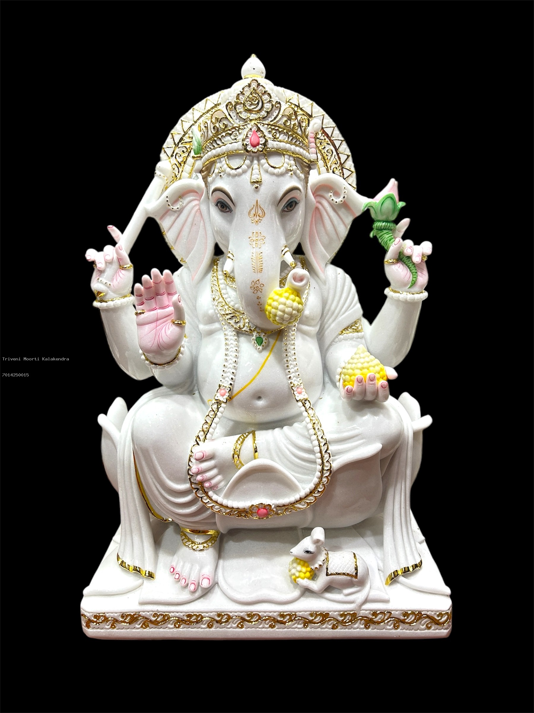 White Ganesh with Modak Statue