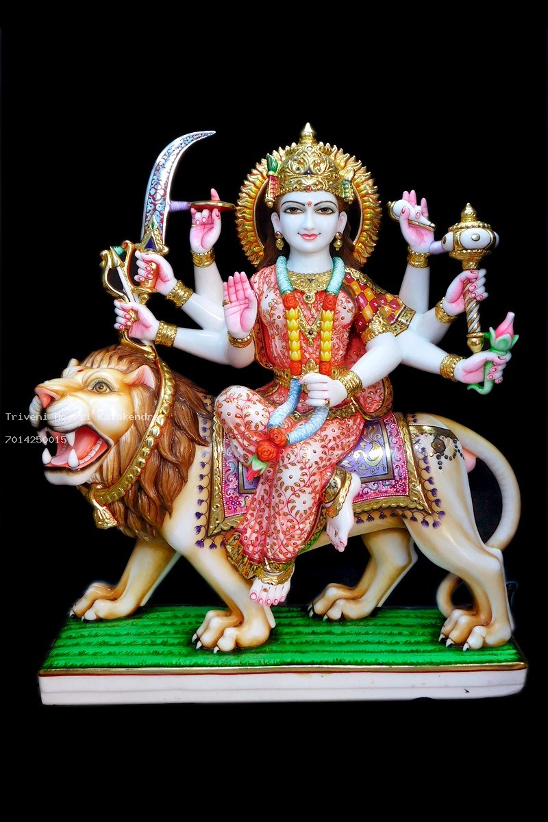 Decorative Durga Mata on Lion Statue