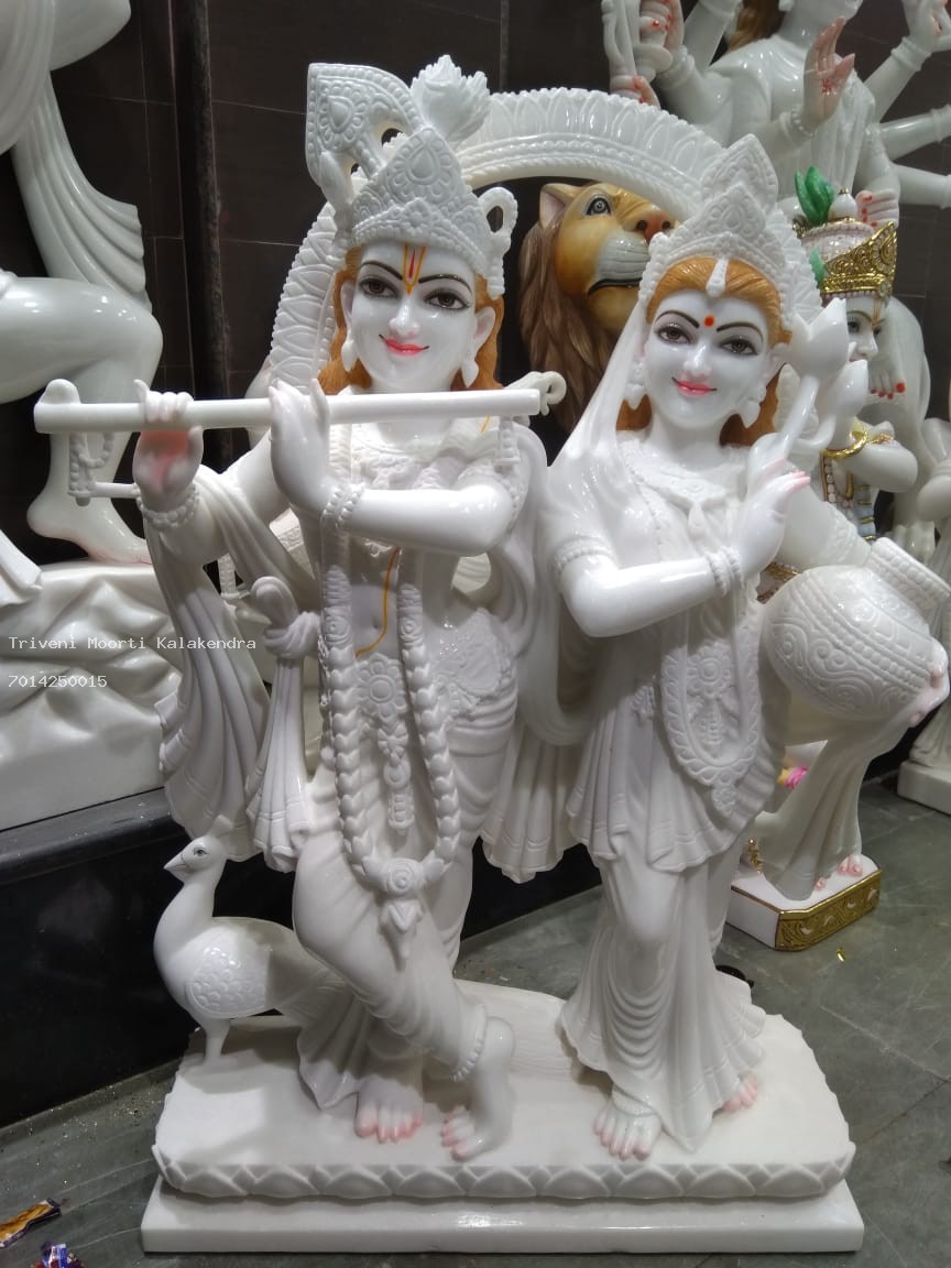 White Radha Krishna Flute Statue thumbnail