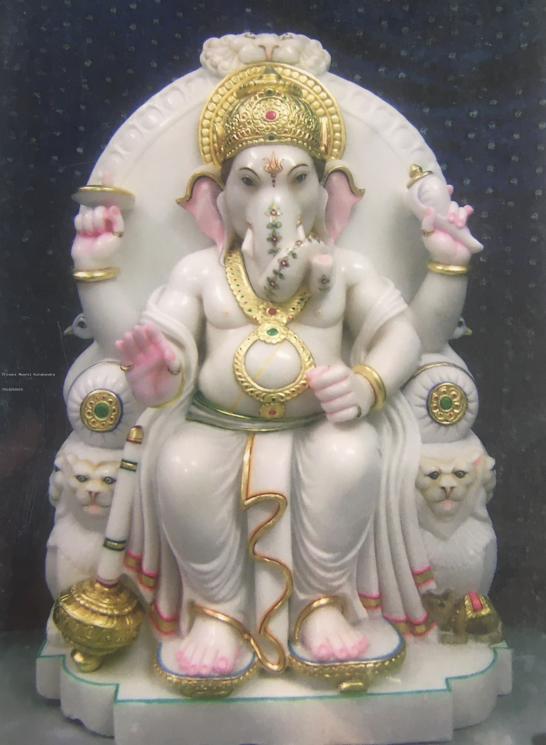 Royal Ganesh with Twin Lions Statue thumbnail