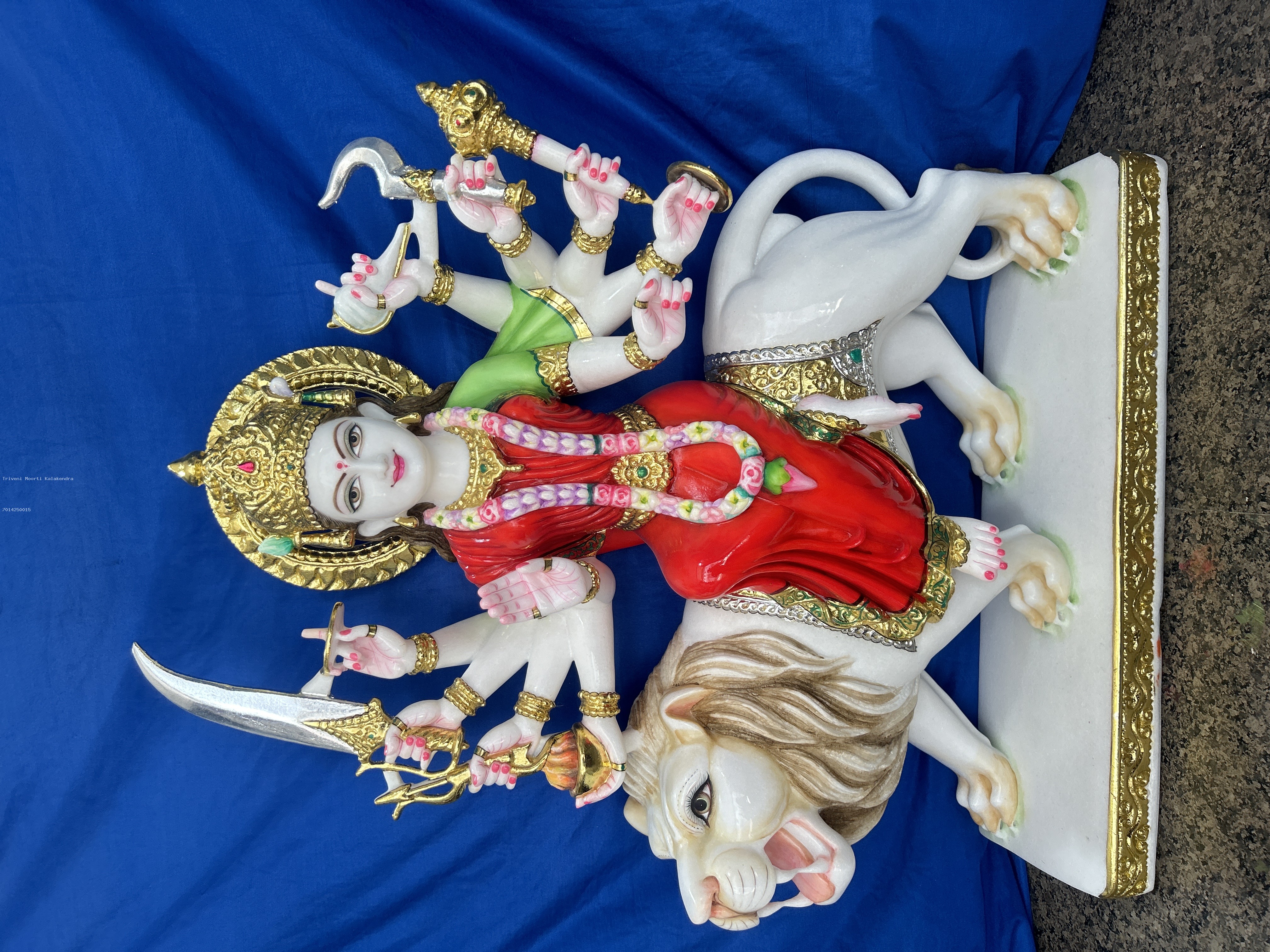 Red Durga Mata on Lion Statue thumbnail
